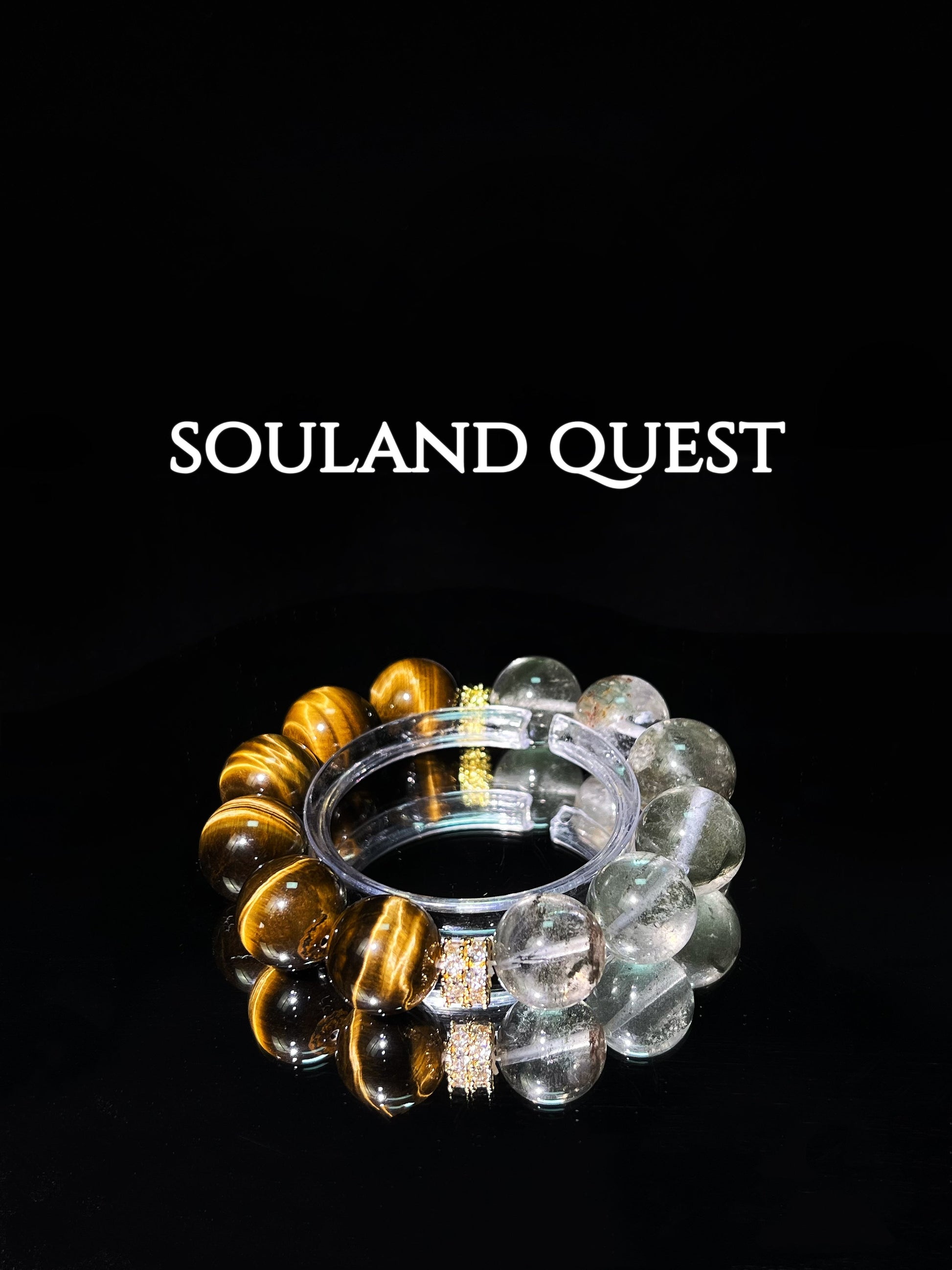 Verdant Power Bracelet – Green Phantom Quartz, Tiger’s Eye & Gold Accents for Growth & Strength 🌿🐯✨ - Souland Quest