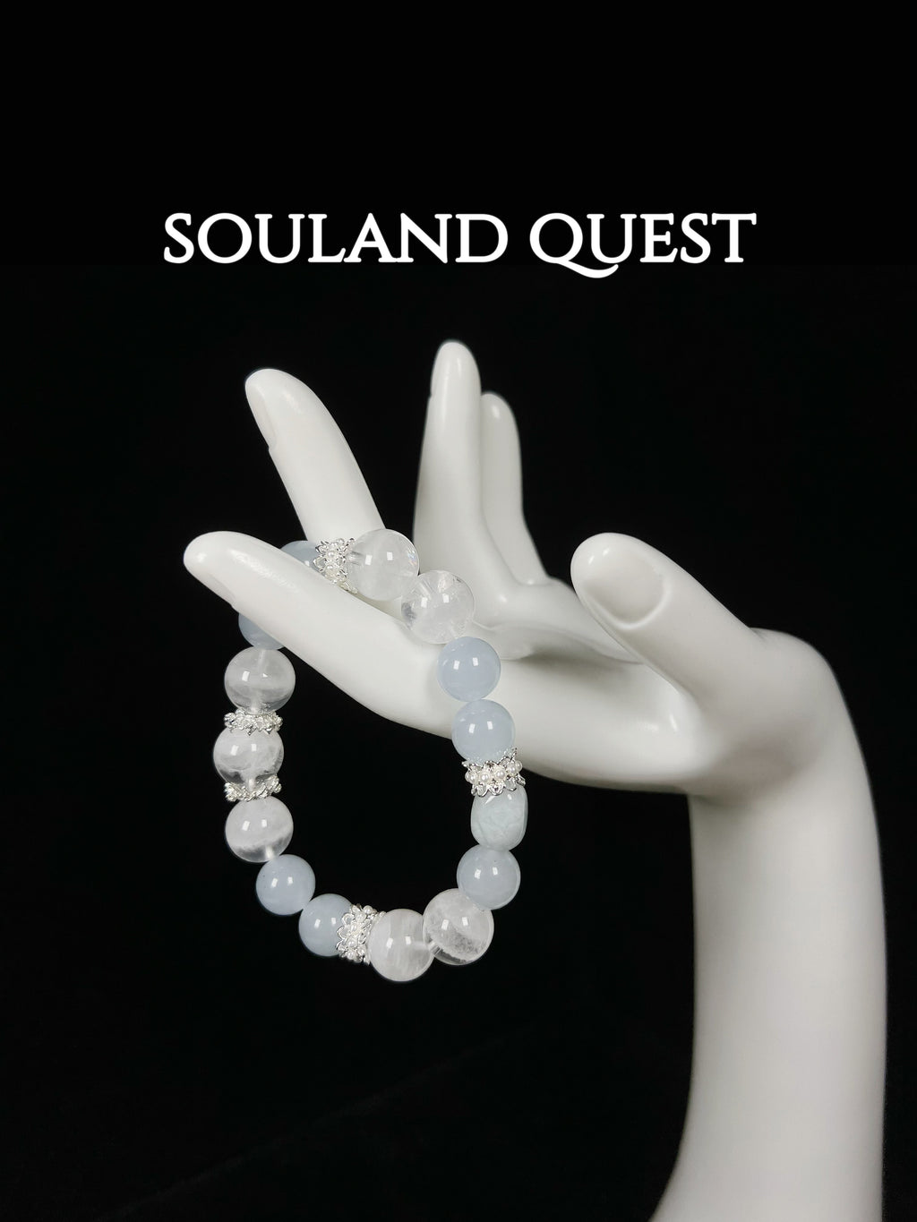 White Phantom Quartz & Aquamarine Bracelet - Souland Quest