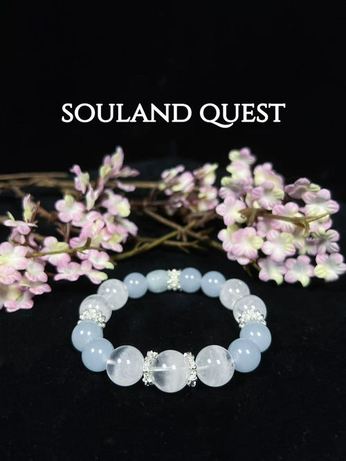 White Phantom Quartz & Aquamarine Bracelet - Souland Quest