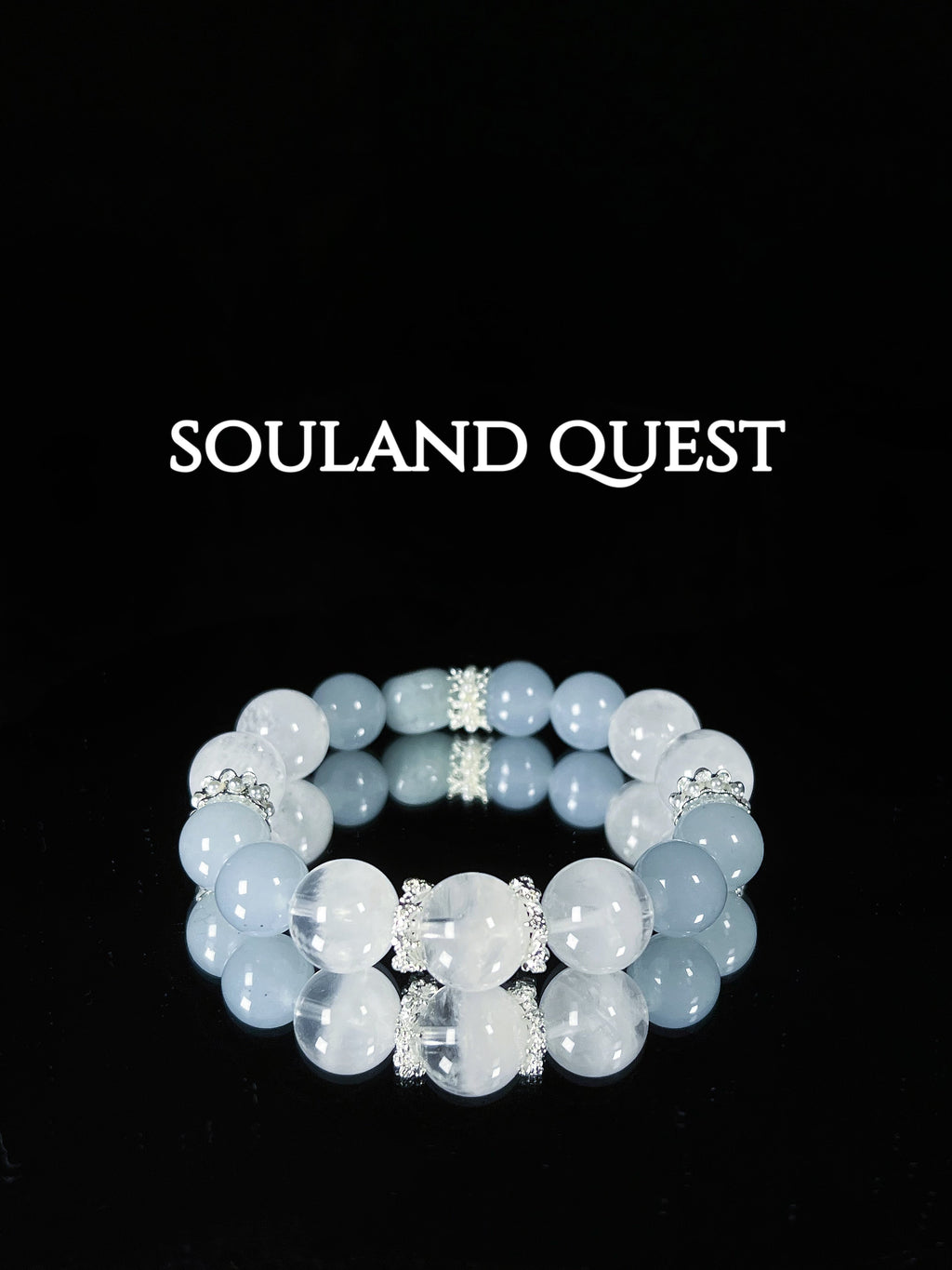 White Phantom Quartz & Aquamarine Bracelet - Souland Quest