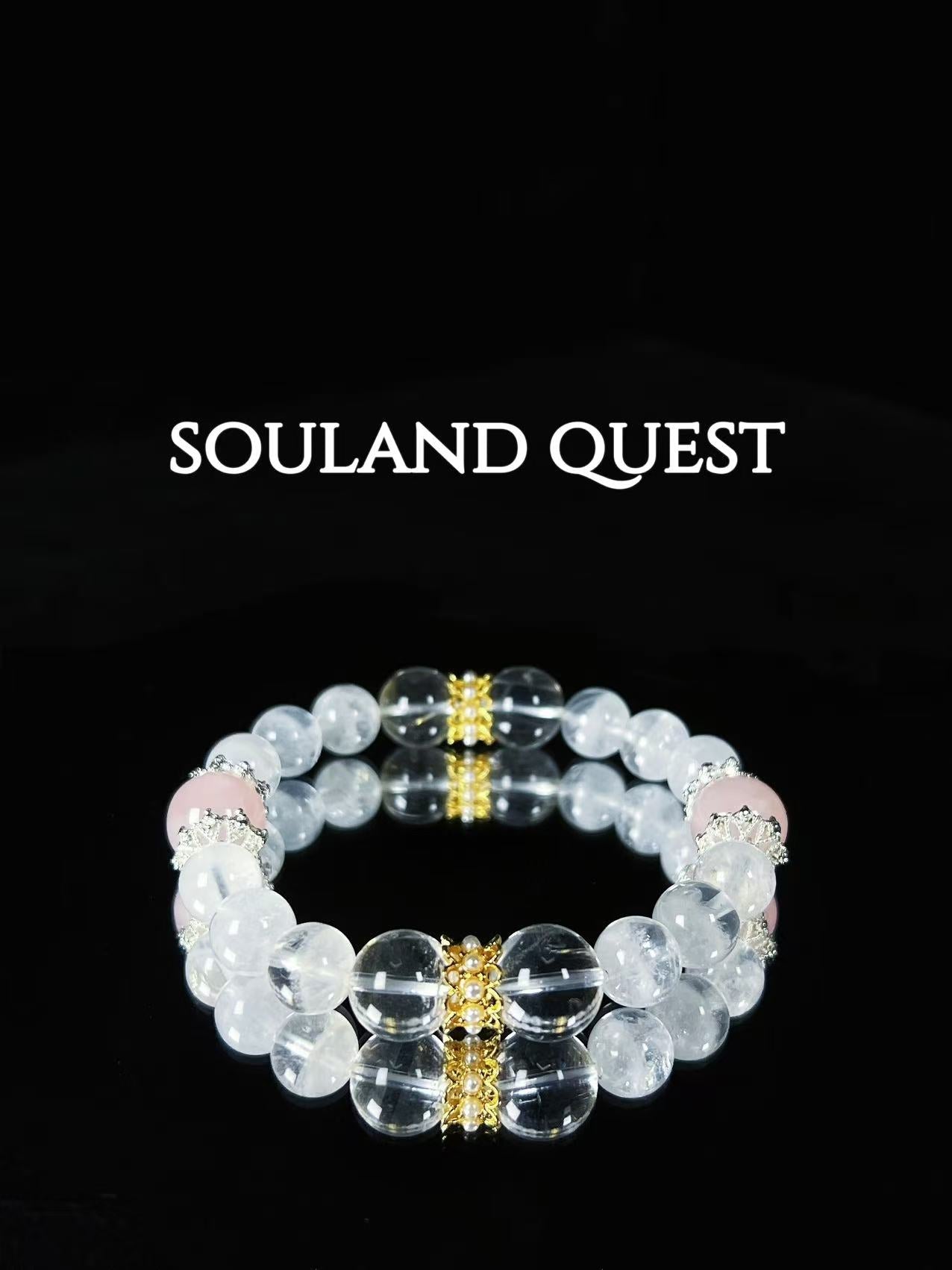 White Phantom Quartz & Rose Quartz & Clear Quartz Bracelet - Souland Quest