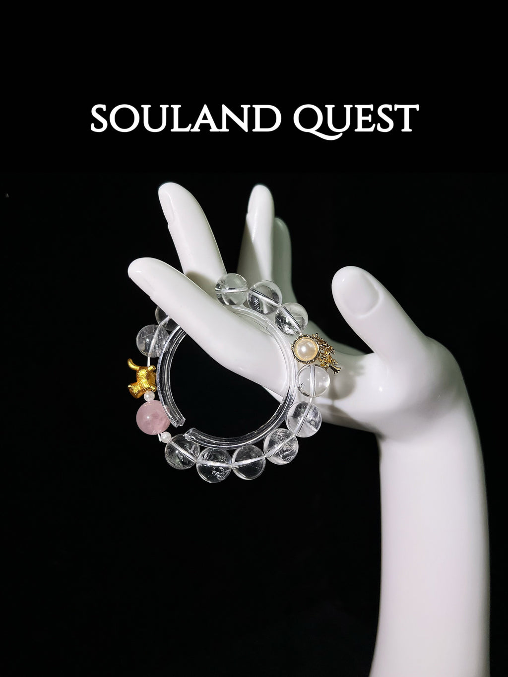 🤍 White & Rose Quartz Cat Charm Bracelet – Love, Harmony & Fortune 🐱✨ - Souland Quest