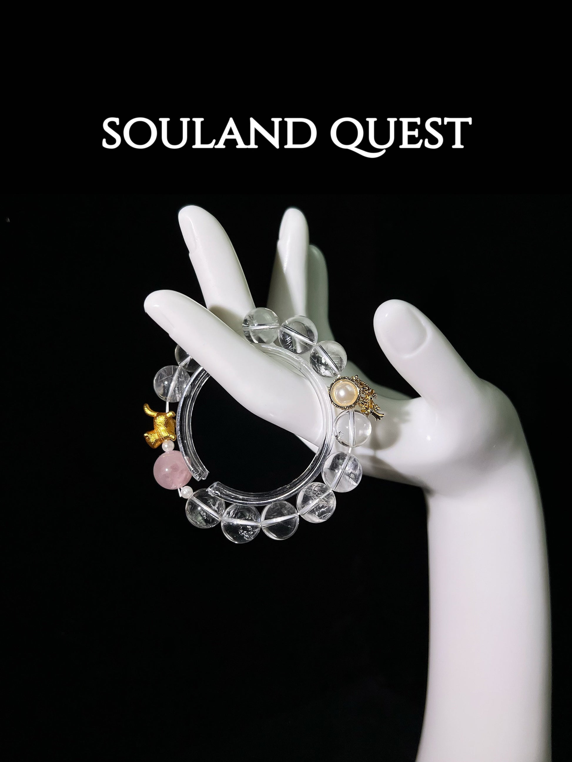 🤍 White & Rose Quartz Cat Charm Bracelet – Love, Harmony & Fortune 🐱✨ - Souland Quest
